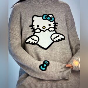 Gray Hello Kitty Oversized Sweater